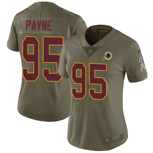 Nike Redskins #95 Da'Ron Payne Olive Women's Stitched NFL Limited Salute to Service Jersey - Click Image to Close